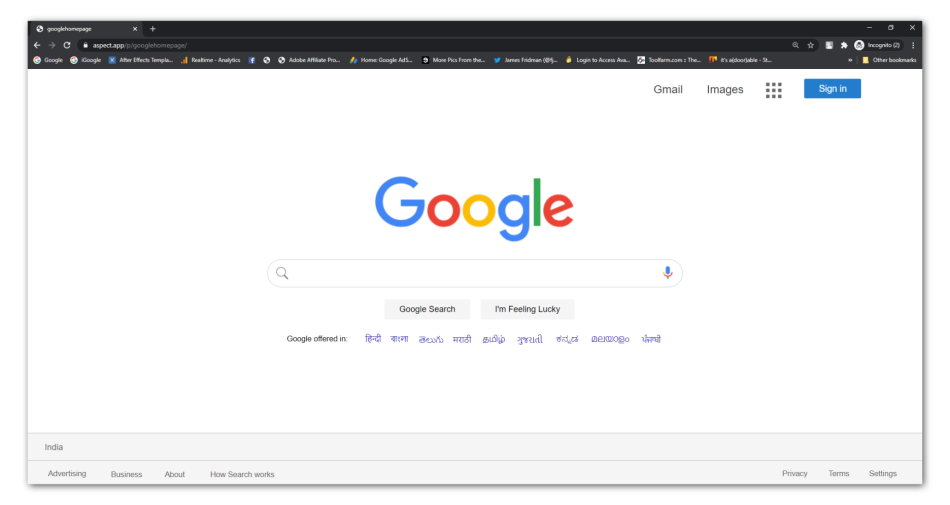 Google homepage