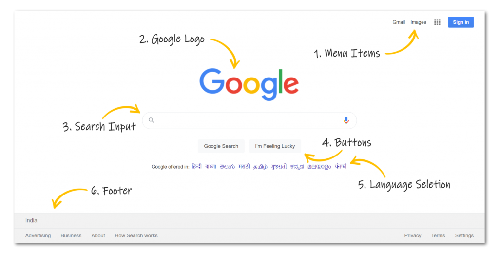 Google homepage