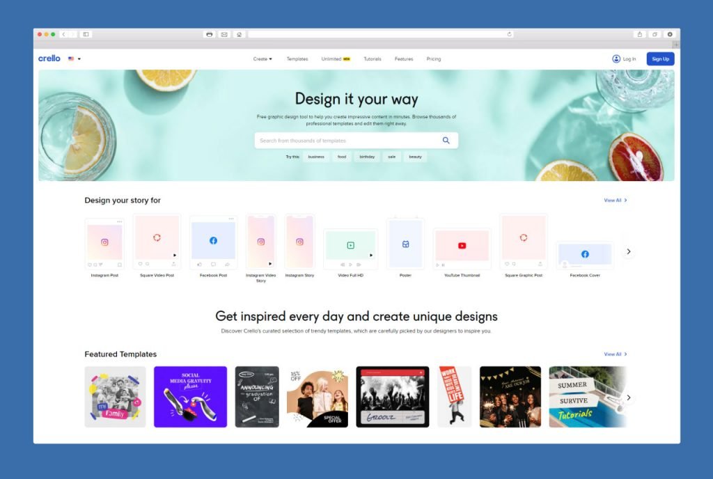 Crello online graphic designing software for DIY graphic designing