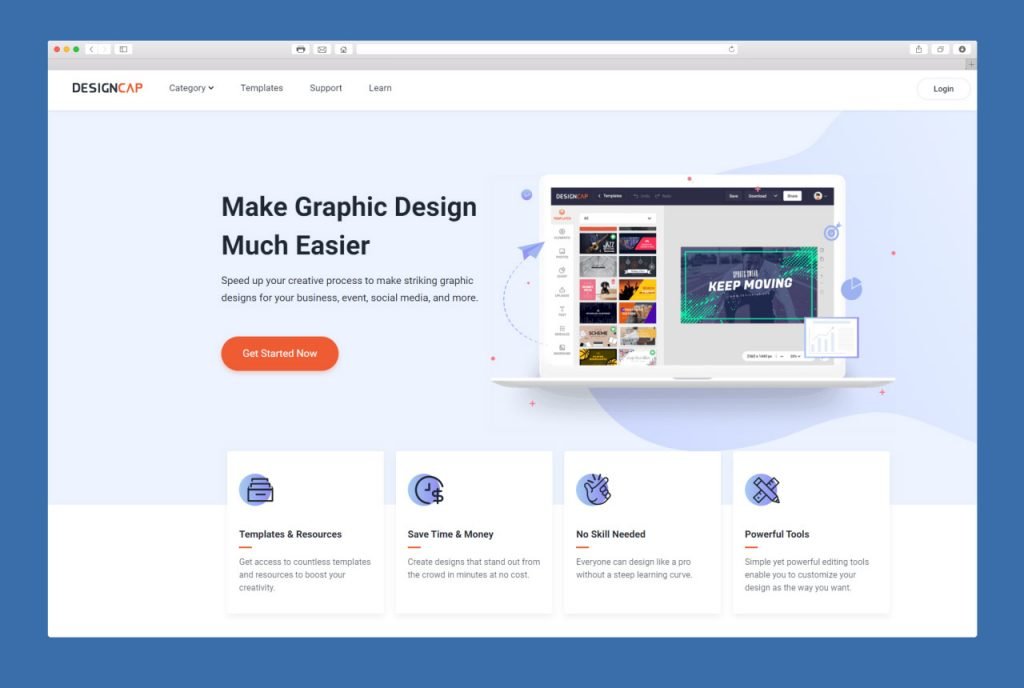 DesignCap online graphic designing software for DIY graphic designing