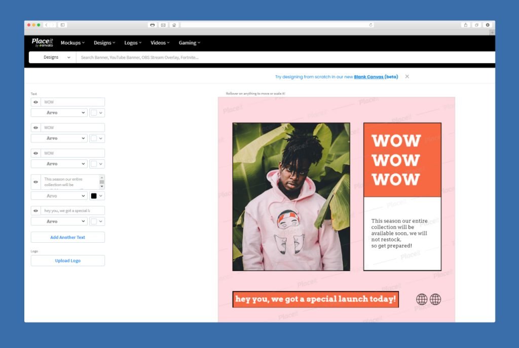 Placeit - DIY graphic designing software