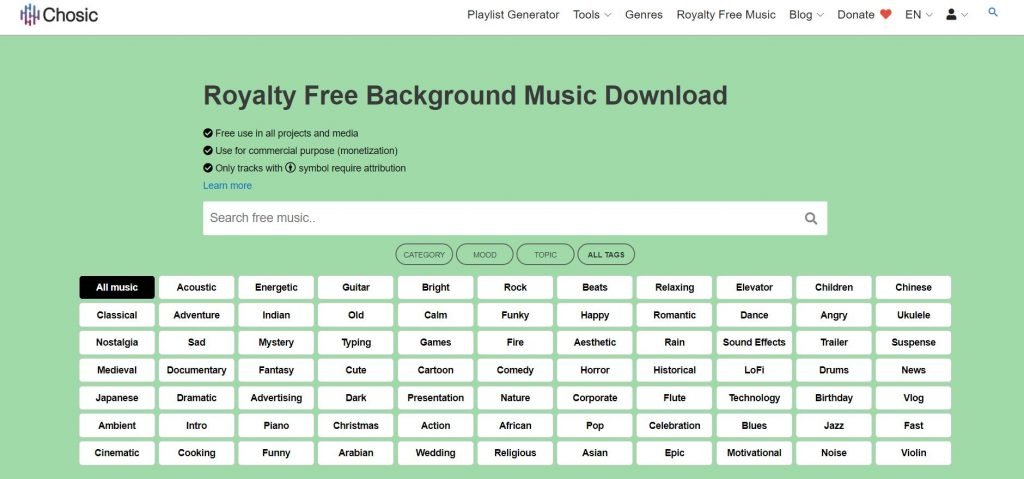 Chosic - Royalty Free Music For YouTube