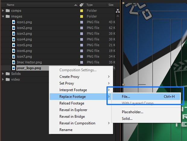 Changing the logo business promo video after effects template