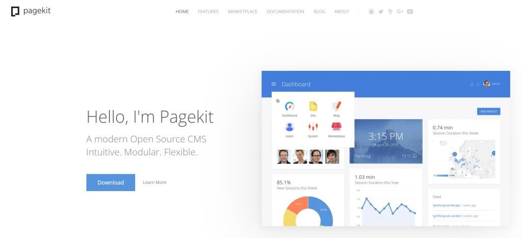pagekit - Free And Open-Source Vue.js projects