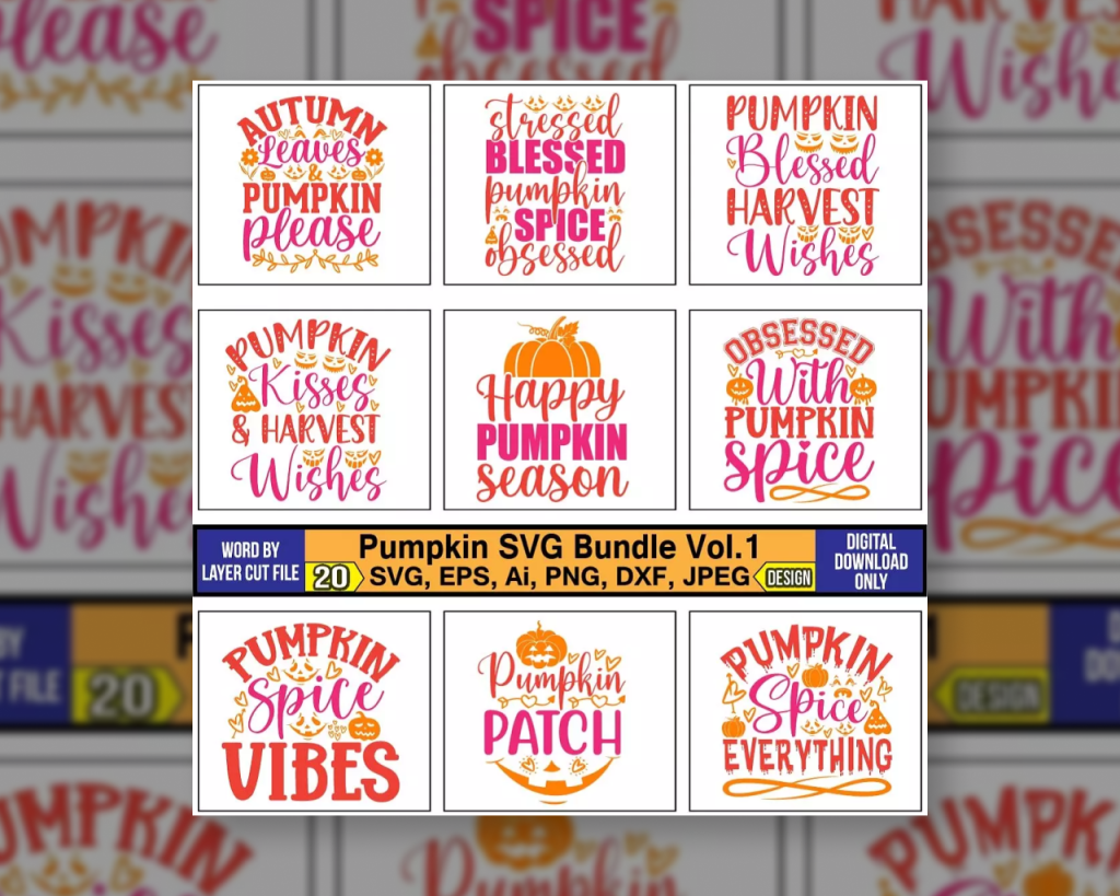 Pumpkin SVG T-Shirt Design Bundle