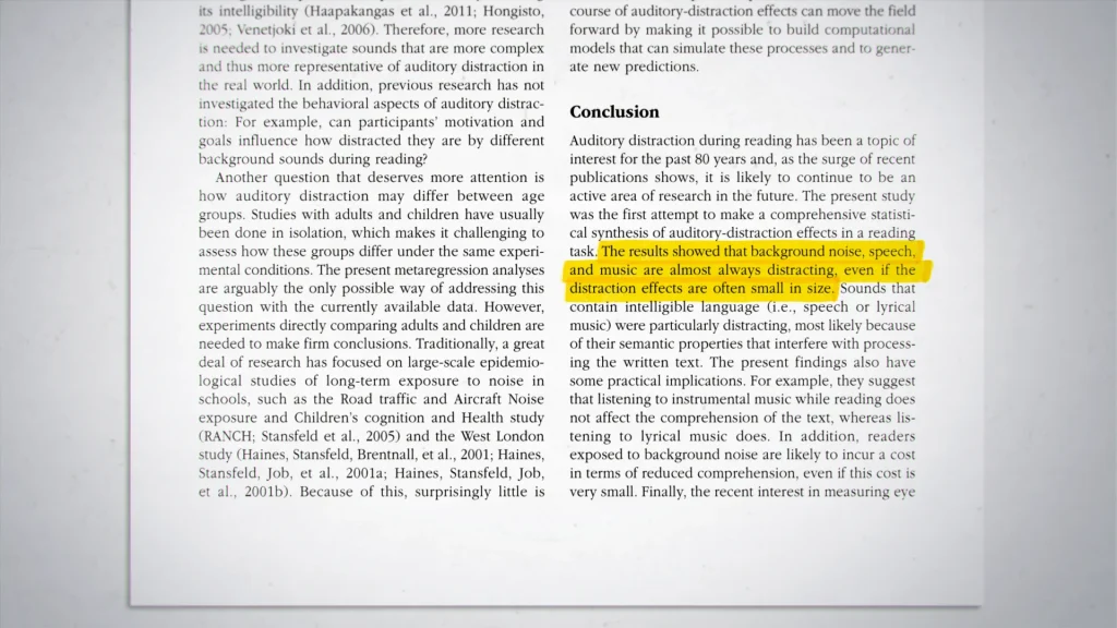 background music could negatively affect reading comprehension