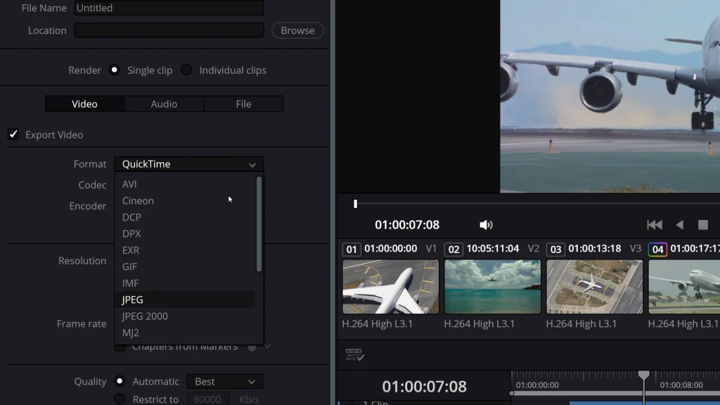 DaVinci Resolve Delivery Page