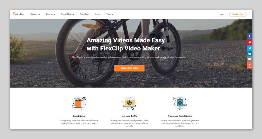 Flexclip video editor homepage