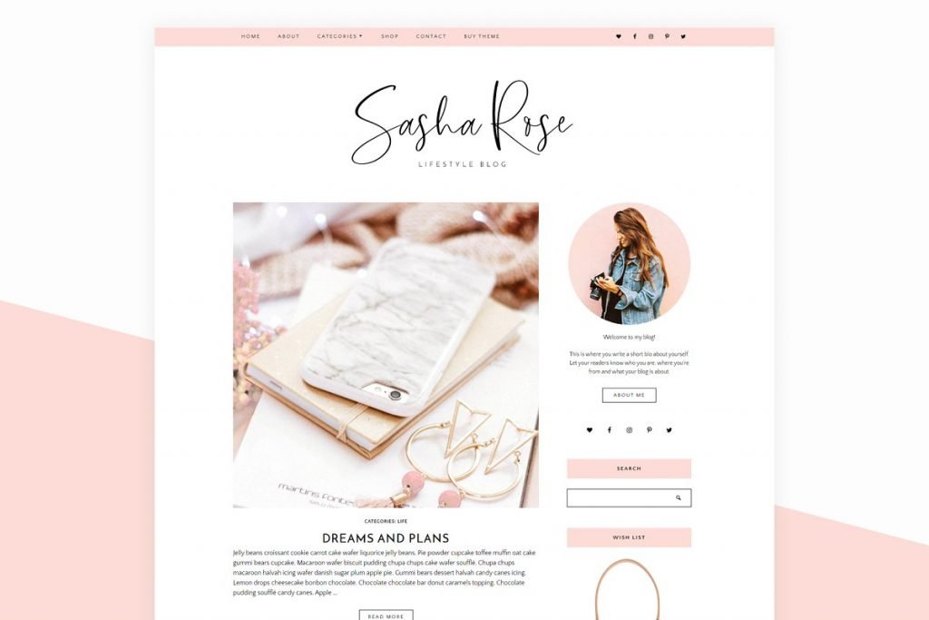 sasha rose wordpress blog theme