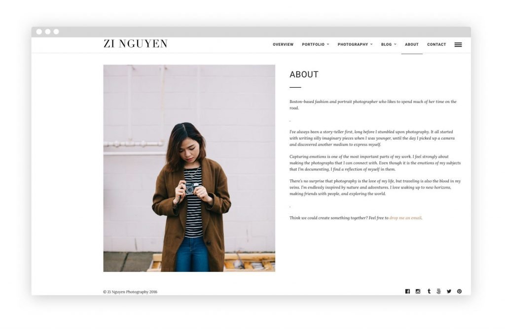 Photography website about page