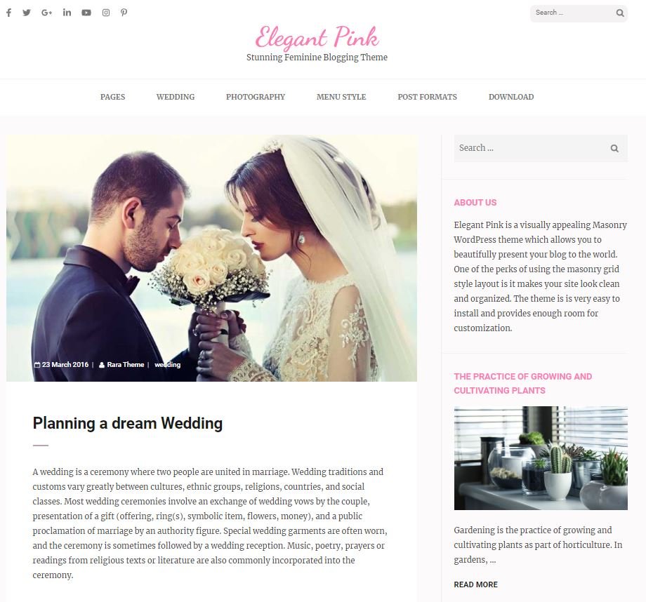 Free Feminine WordPress Theme