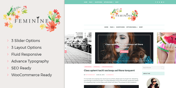 feminine wordpress blog theme